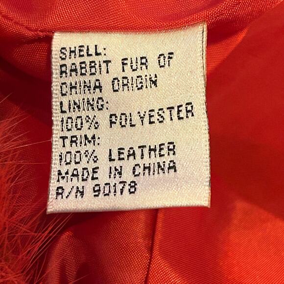 Vintage YVONNE LE MARIE red rabbit fur vest size 8 - Picture 6 of 7